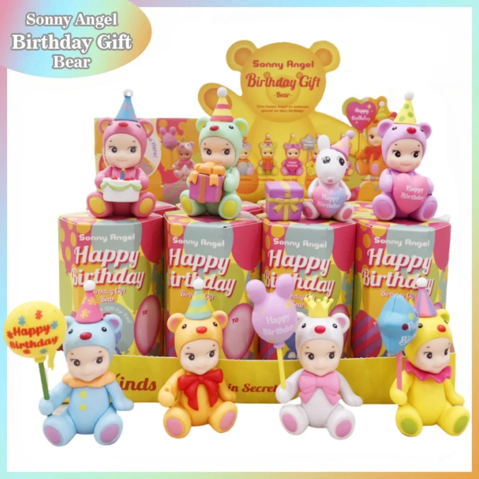 Regalo de cumpleaños de Sonny Angel, caja ciega de la serie Bear, adornos de figuras de animales de Anime, lindos fanáticos de las muñecas, adorno de escritorio, juguete, regalo de cumpleaños