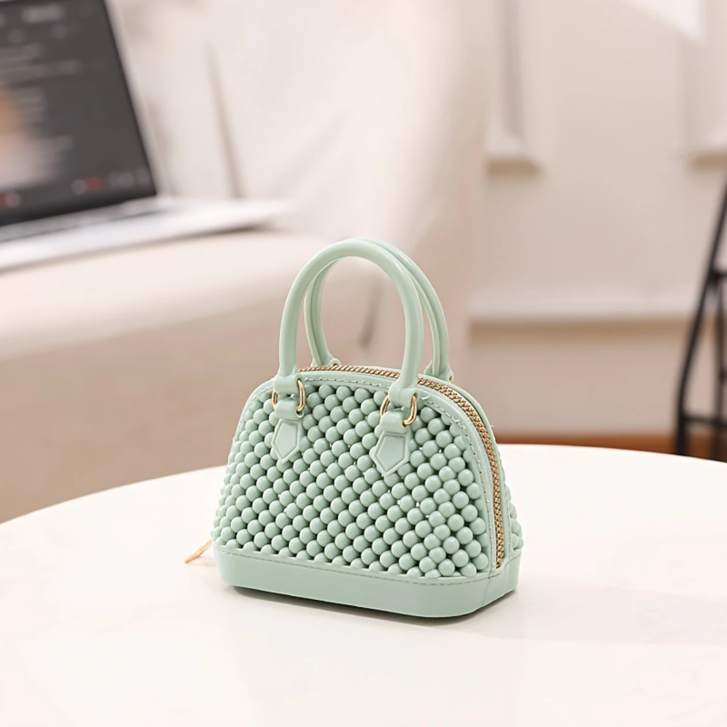 Mini Lipstick Bag, Hollow Shell Jelly Purse, PVC Handbag, Cute Crossbody Purse – Chain Strap