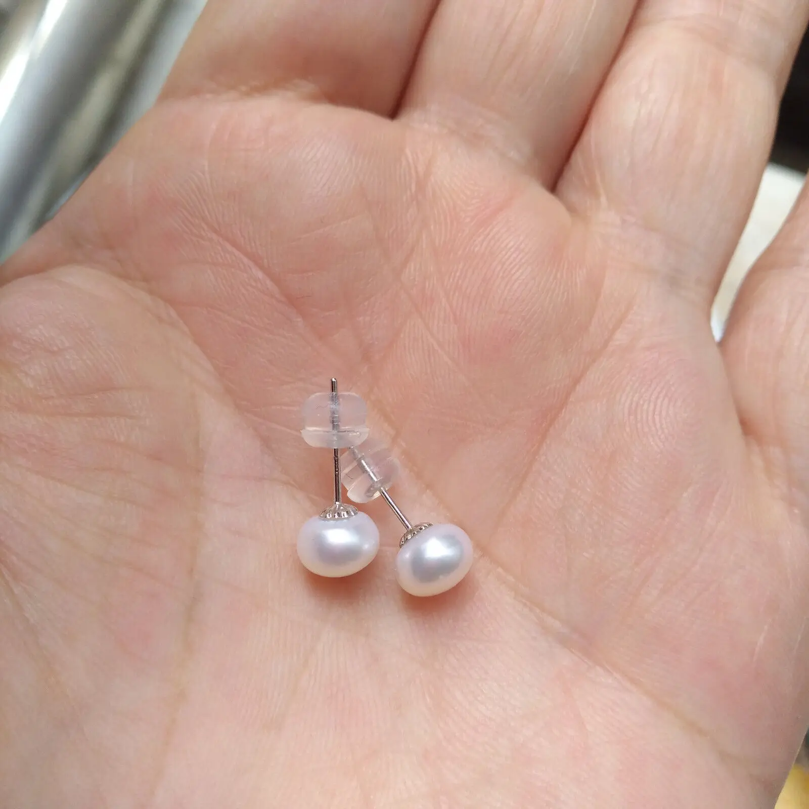Exceptional Customizable 9-10mm Real Natural White Akoya Pearl Stud Earrings Apply Any Occasion