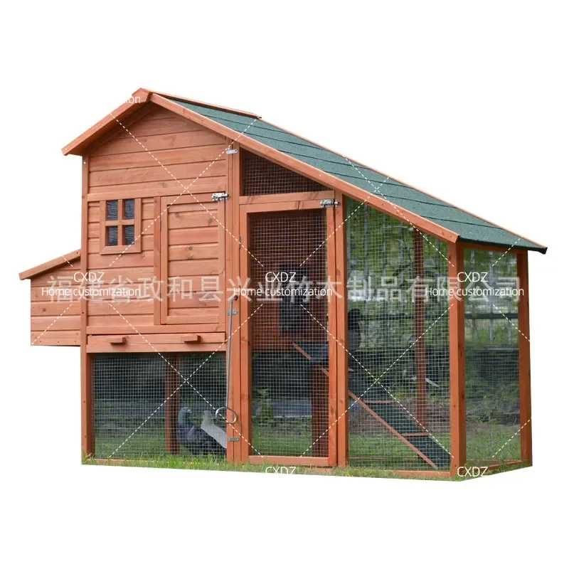 Solid Wood Chicken Coop Outdoor Weatherproof Poultry Cage Large Pet House for Breeding Farm Backyard Garden Animal Shelter