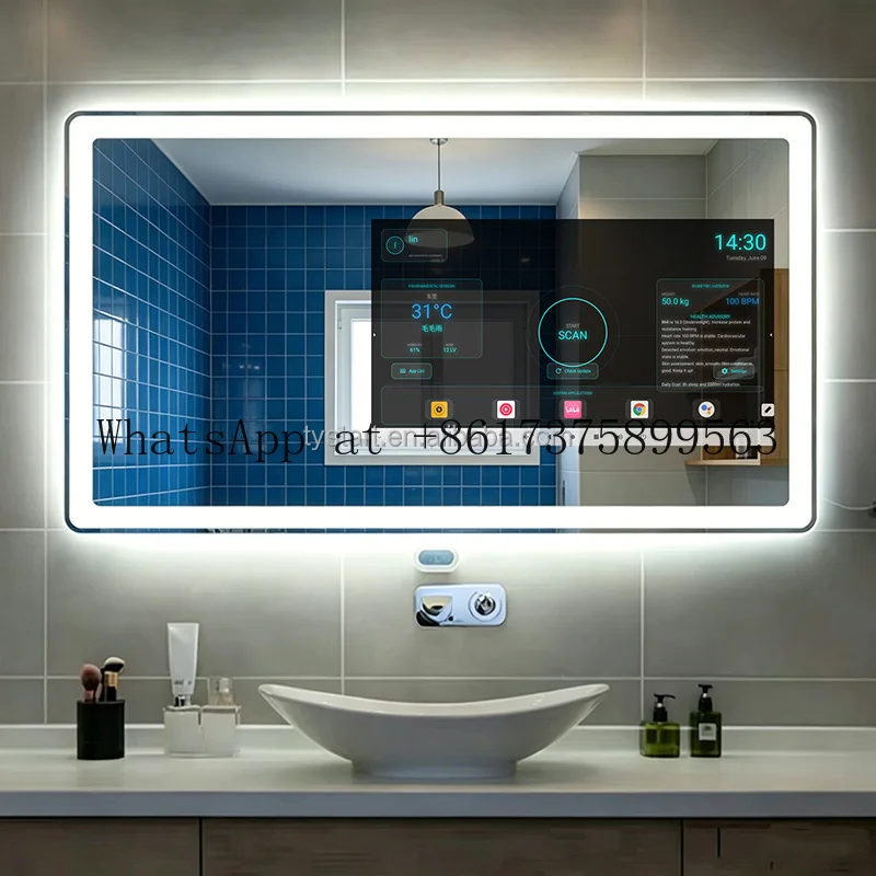 2026 Trending All In One Smart Modern Bathroom TV Mirror Android System Touch Screen Illuminated Magic Mirror