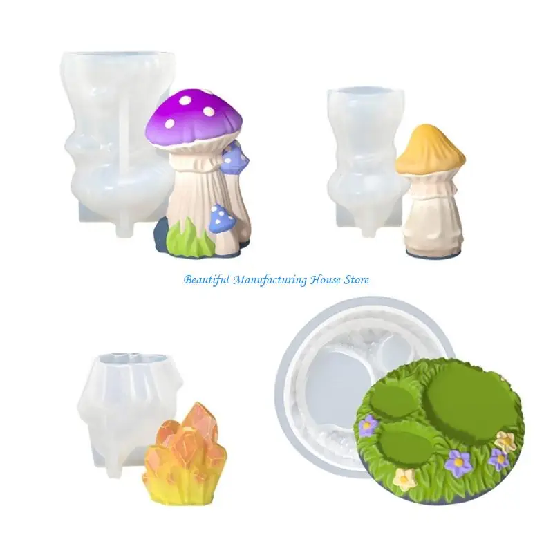 

E56A Pack of 4 Multifuntional Mushroom Silicone Mold for Ornaments Festival Home Decorating and Creative Gift Ideas