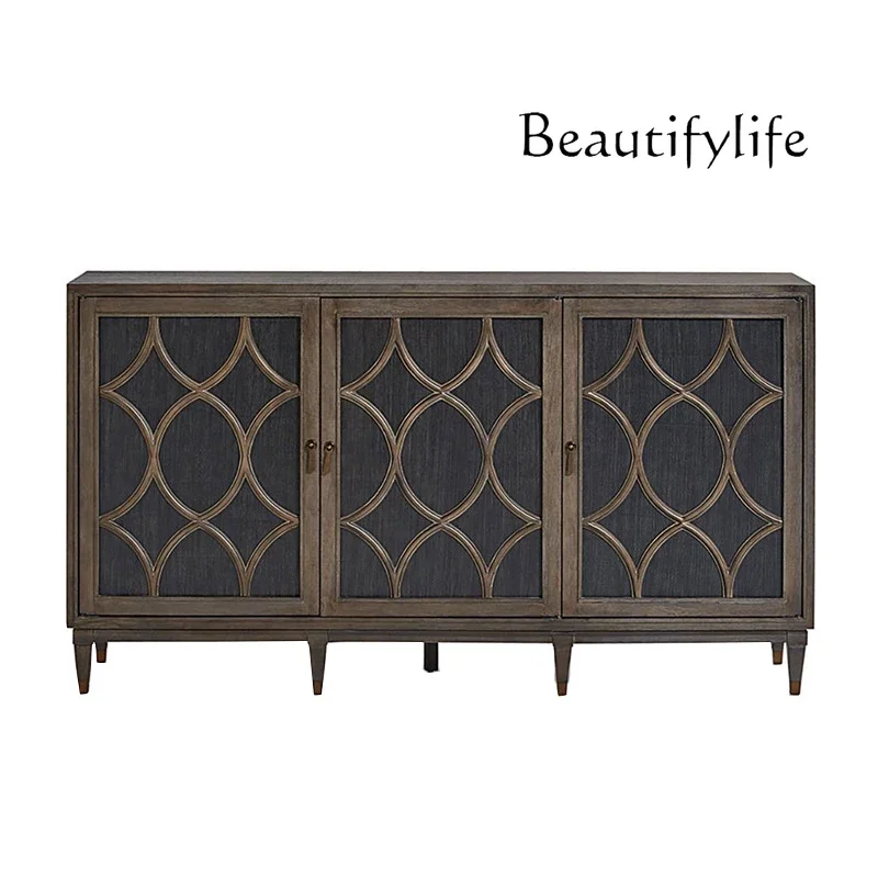 

French entrance retro dining side cabinet European storage wine cabinet old decorative cabinet living room furniture