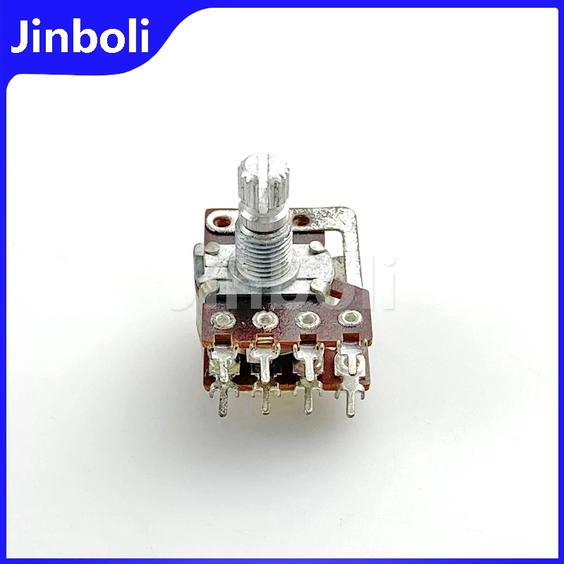 3PCS 16 Type 8-Pin Dual Potentiometer A100K With Tap With Step Amplifier Audio Volume Potentiometer Flower Shaft 15mm