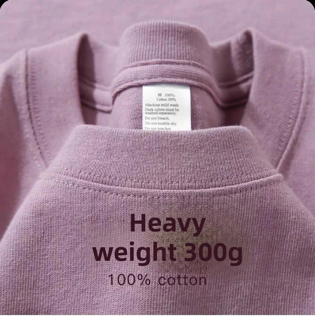 

Summer High Quality GSM 300G Men T Shirt Heavy-duty Cotton Round Neck Half Sleeve Breathable Tops New Men T Shirt