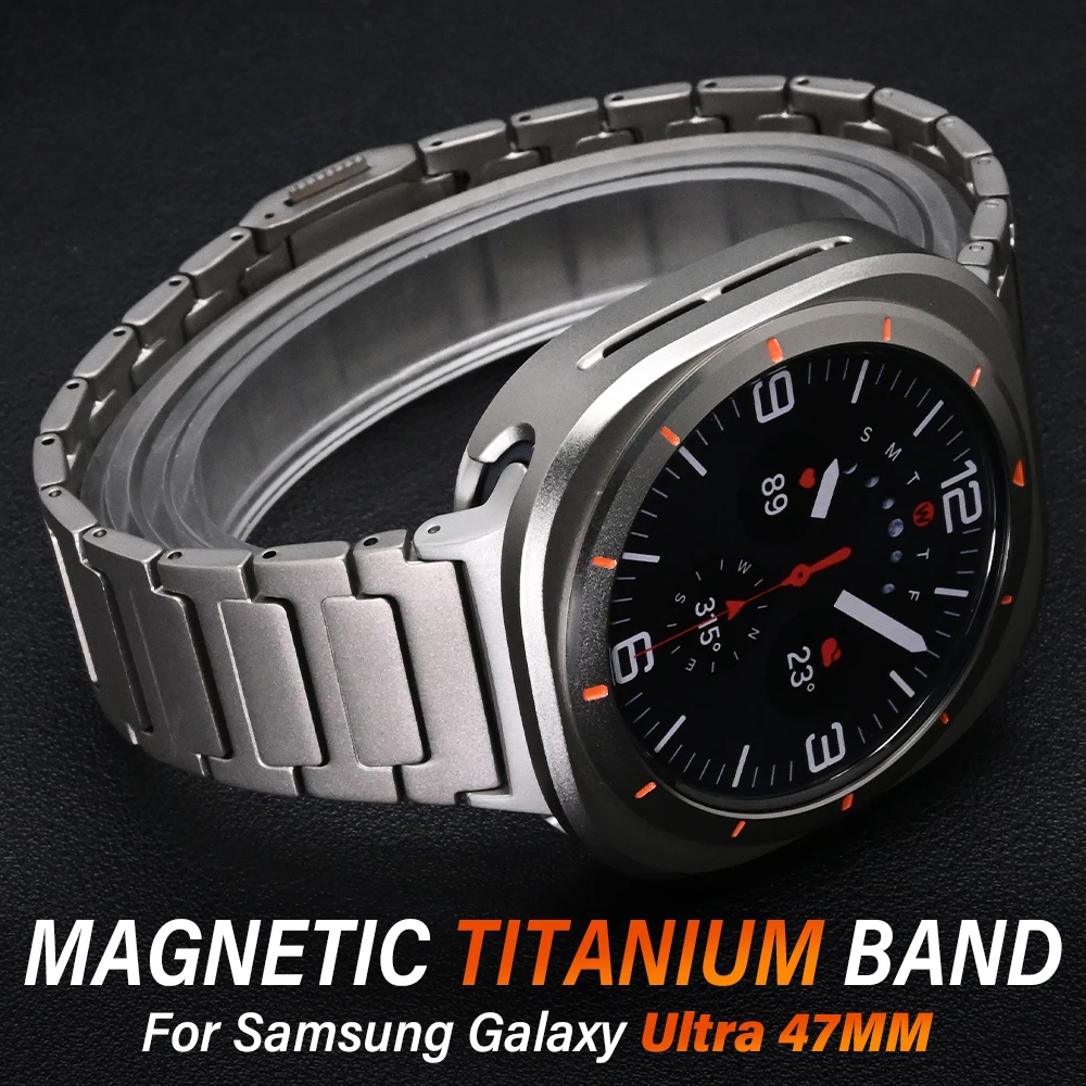 Cinturino in titanio da uomo per Samsung Galaxy Bracciale a maglie in titanio ultra magnetico per Samsung Galaxy Ultra Watch Polsino di lusso da 47 mm
