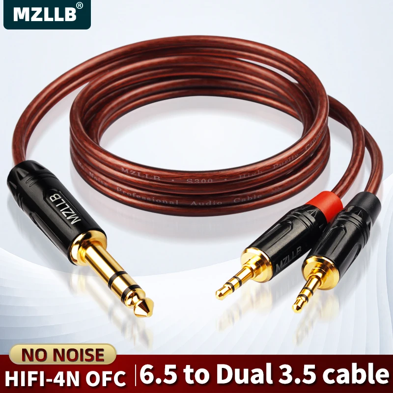 

MZLLB 6.5mm to Dual 3.5mm audio cable 1 to 2 Sound card / electronic organ / headphone AMP / player connected to two speakers
