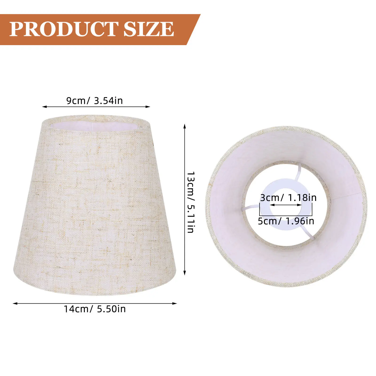 2 Pcs Lamp Shades Chandelier Fabric Lampshade for Table Creative Beige Cylinder