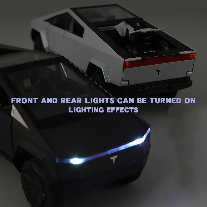 1:32 Tesla Cybertruck Pickup Trailer Alloy Car Model Diecast Metal Toy Off-road car Truck Model Sound & Light Kids Gift