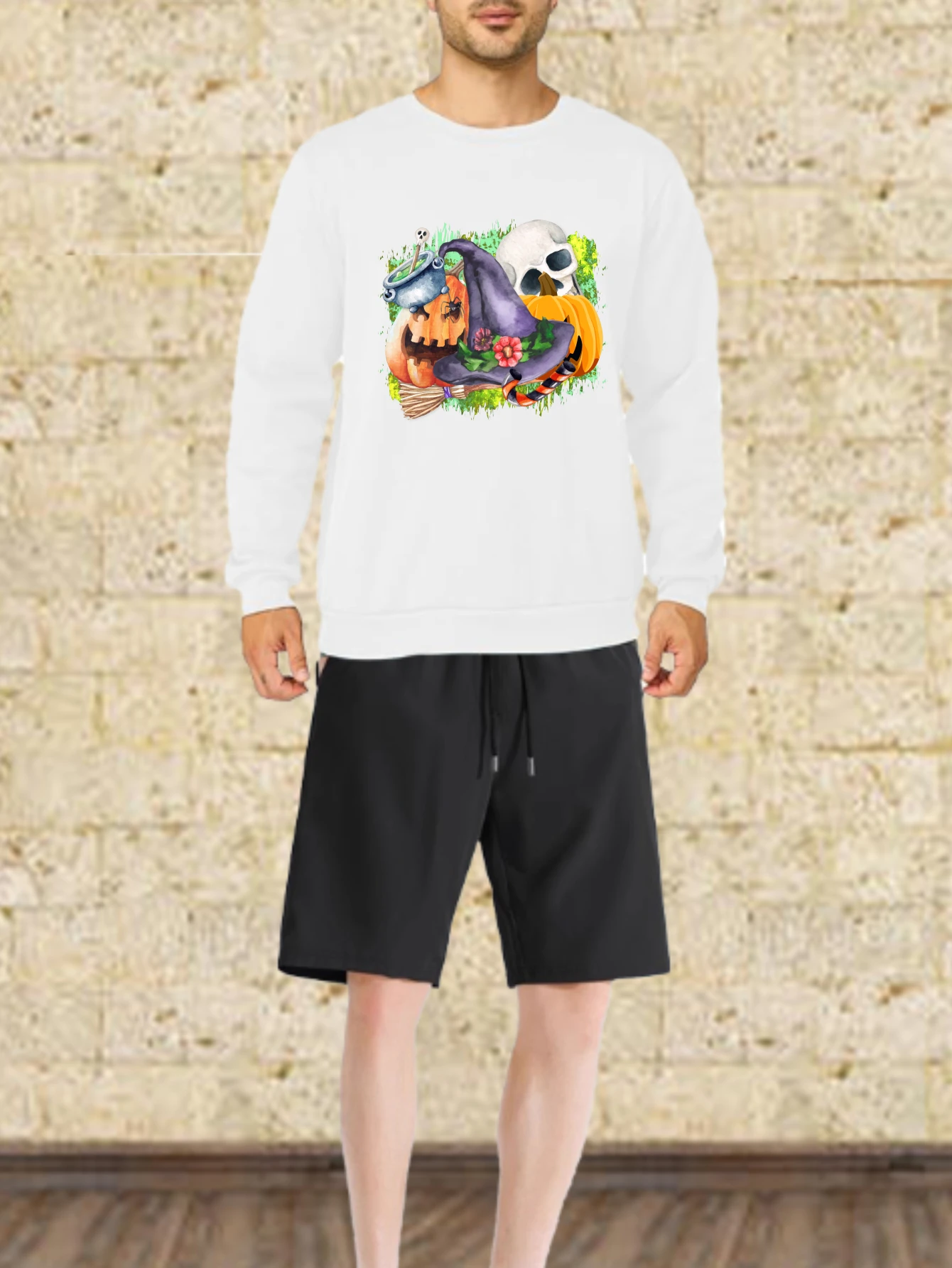 مجموعات الرجال الخريف التجفيف السريع هالوين الساحرة المطبوعة الجرافيك تي شيرت البدلة طقم كرة القدم الرجال رياضية رياضية طويلة الأكمام #1