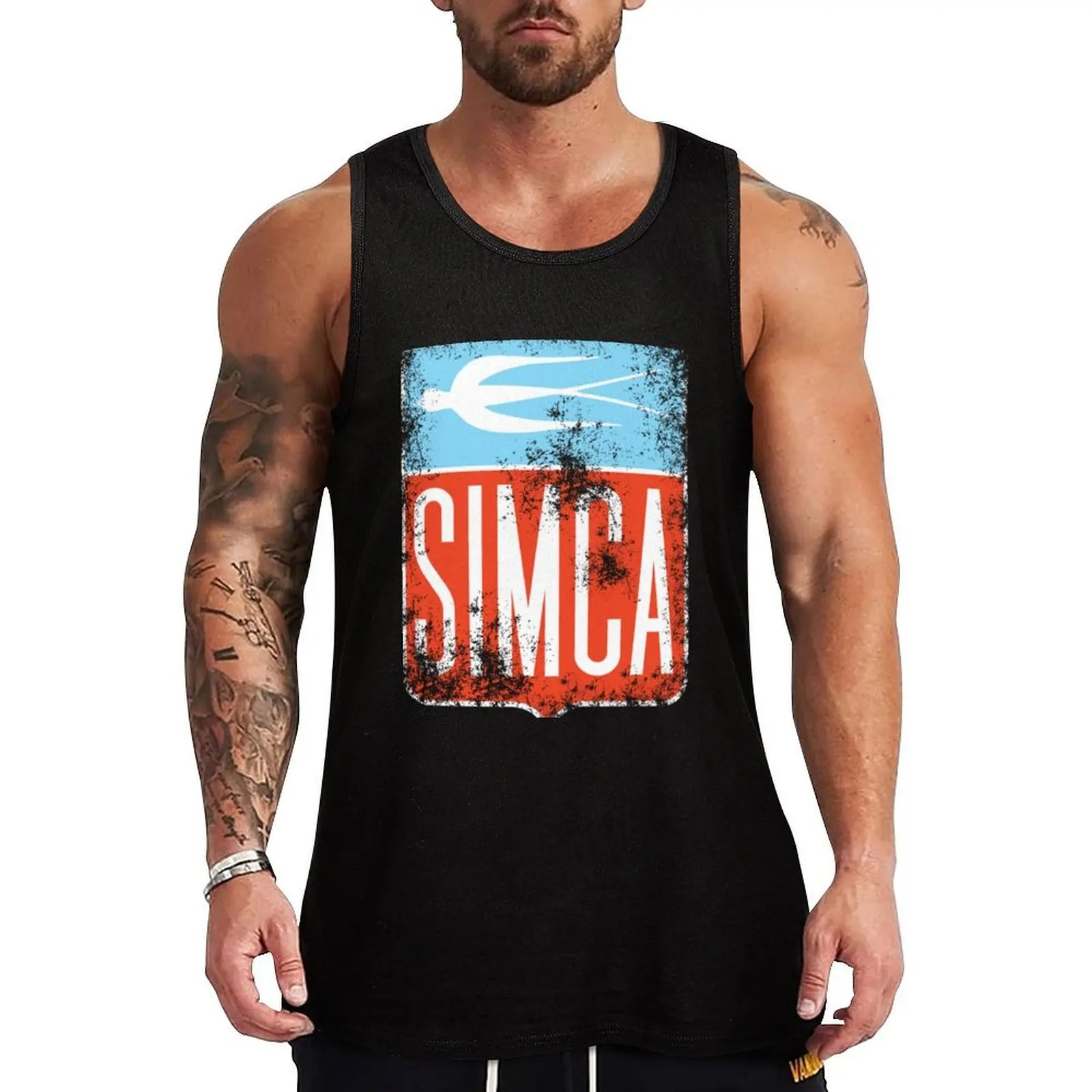 

Vintage Simca old bird emblem Essential Tank Top T-shirt men gym t shirt men Man summer clothes gym for men