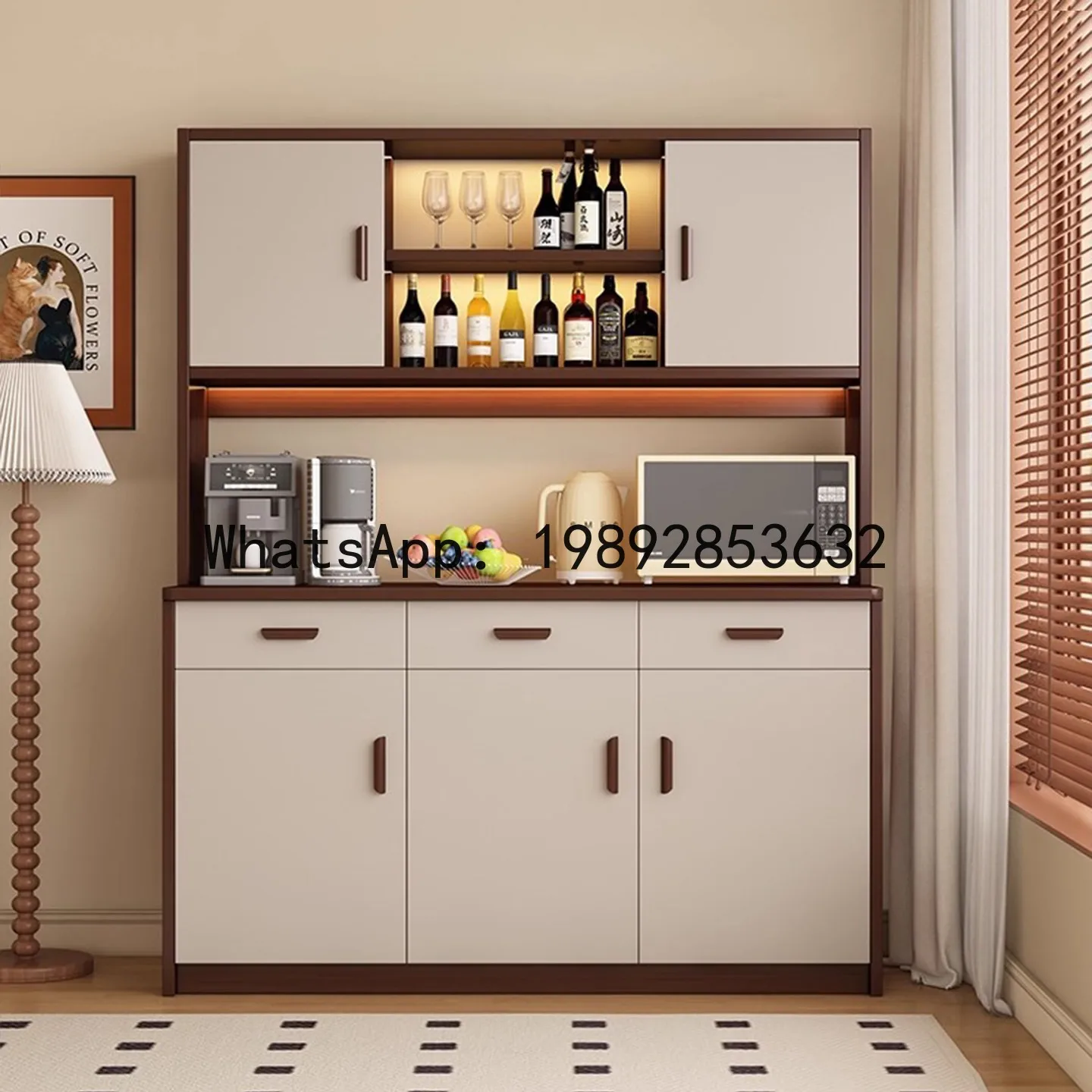 PYJ Solid Wood Dining Side Cabinet Living Room Wall Locker Household Kitchen Cabinet