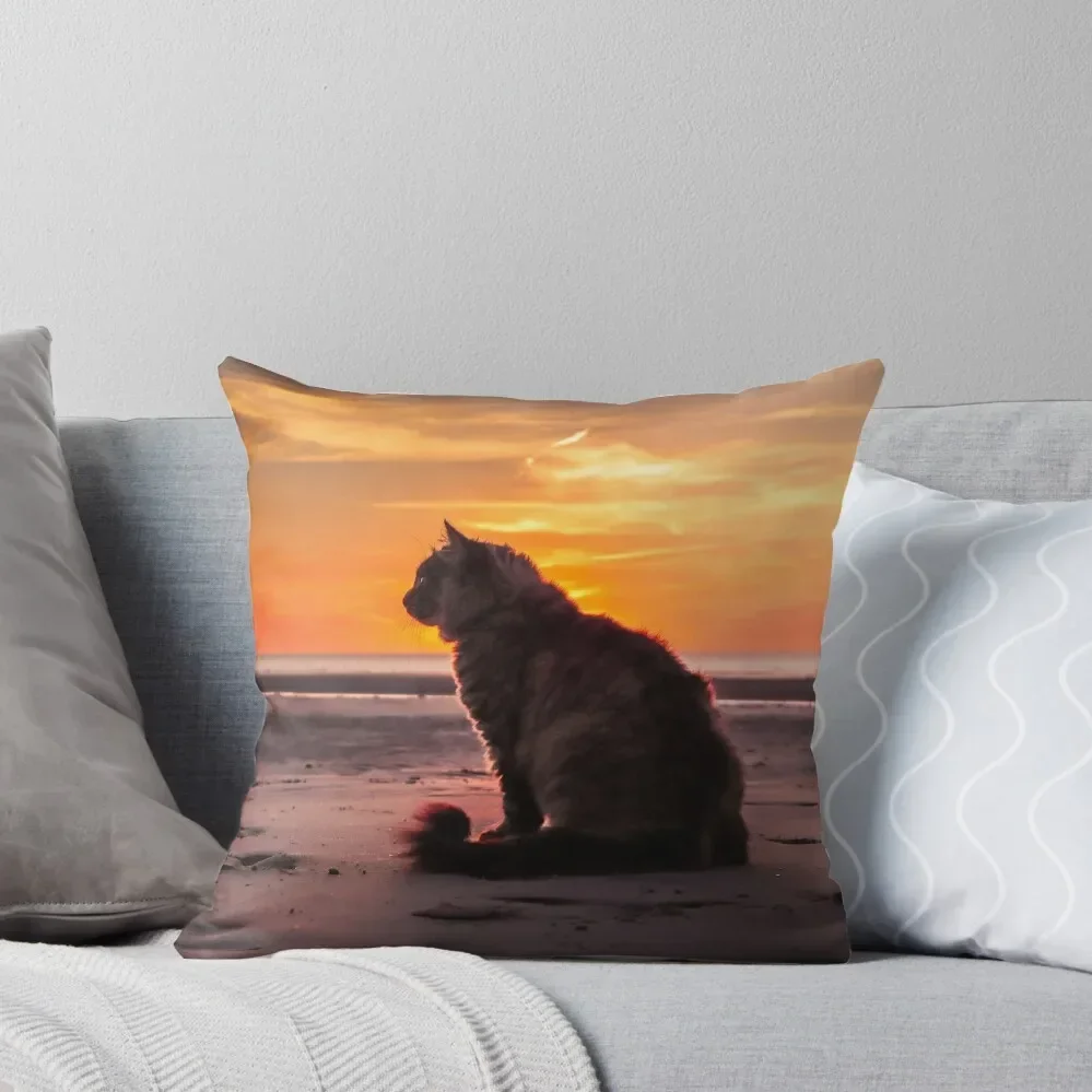 Cat at sunset Throw Pillow luxury throw pillow covers Christmas Pillows Pillow