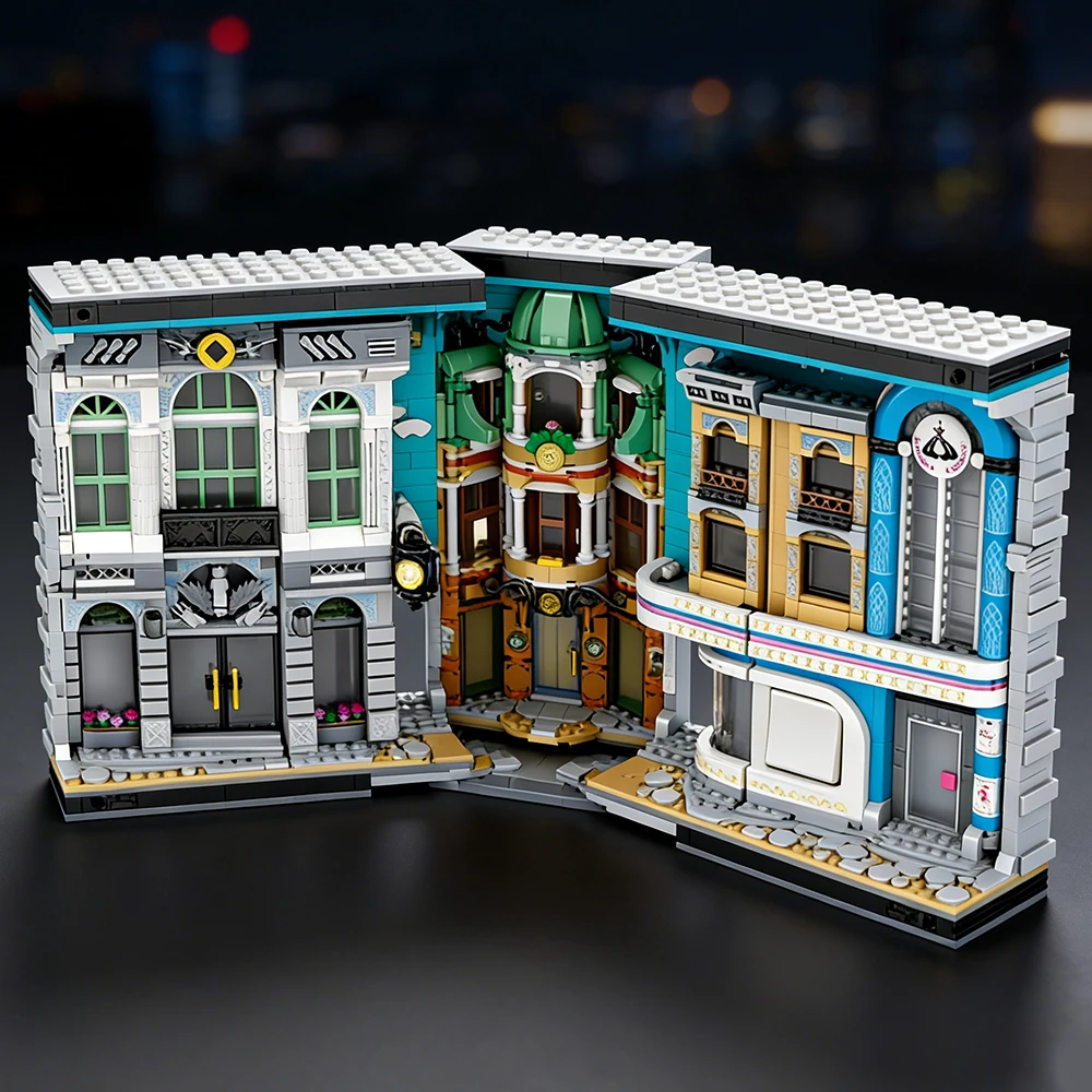3108PCS Magic World Book Store Model Building Blocks Magic City Bookend Street View Bricks Desktop Decoration Kids DIY Toys Gift
