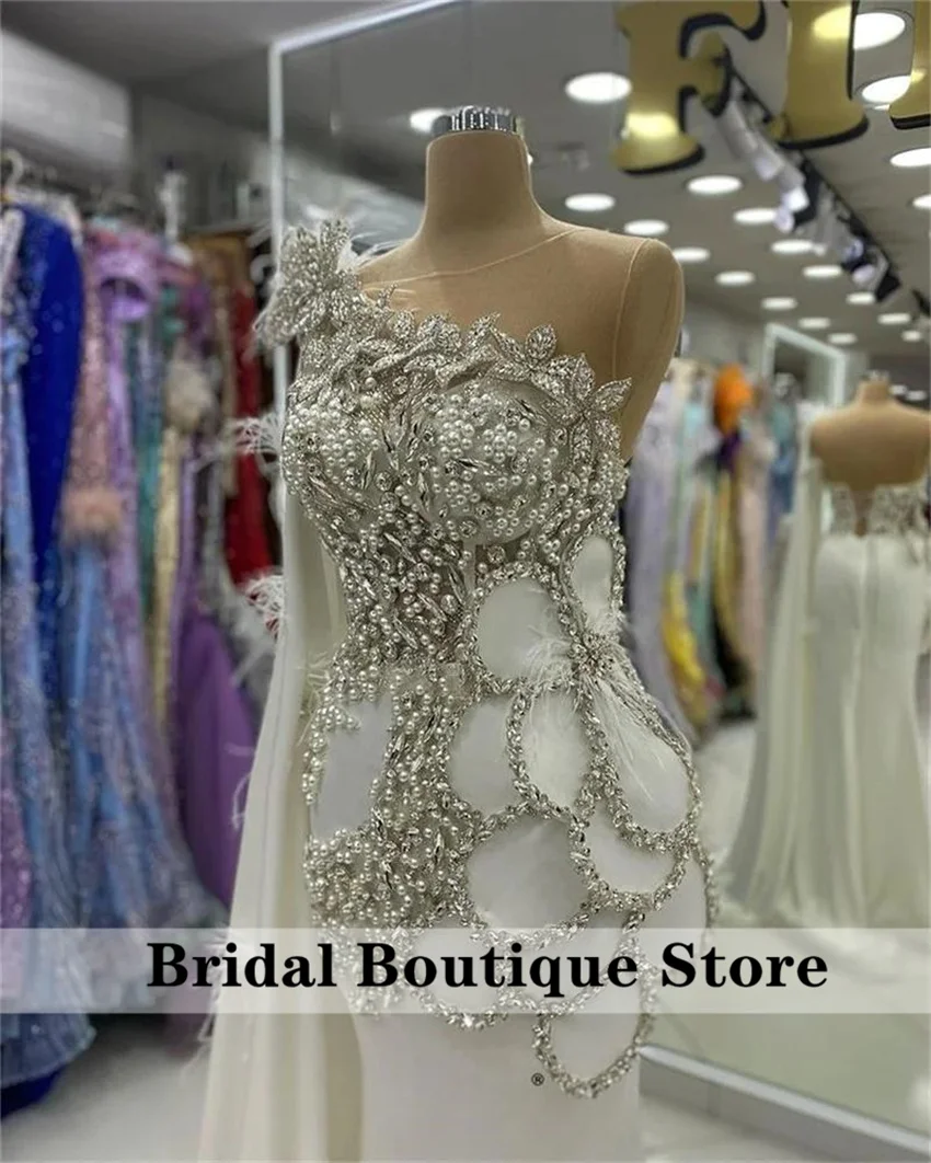 Robes de soirée blanches perles cristaux diamants robes de fête de mariage à lacets Corset robe fête d'anniversaire personnalisé