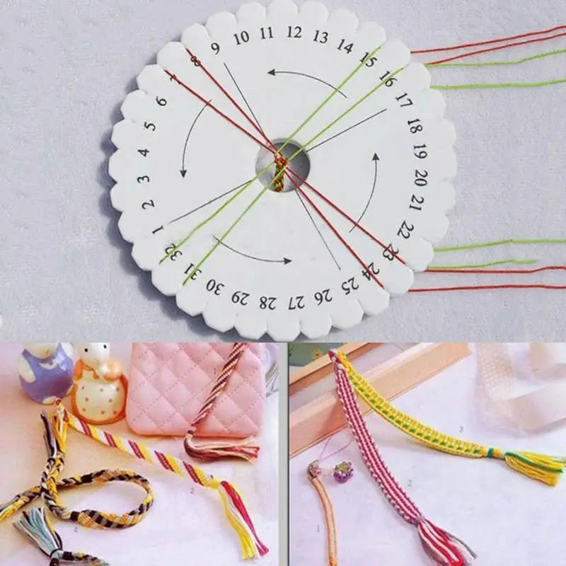 2Pcs Round Square Kumihimo Beading Cord Disc Bracelet Knitting Braiding Braided Plate DIY Winding Tool