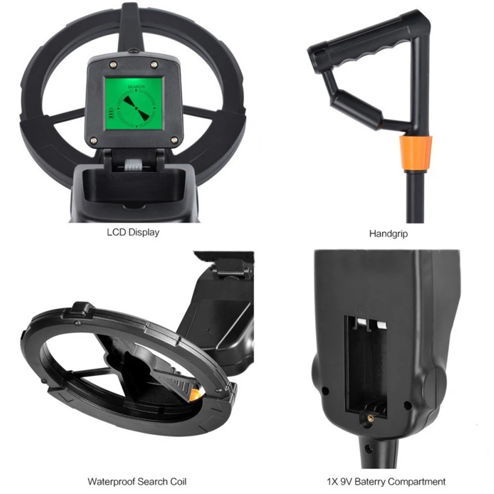 High-Sensitivity Waterproof Metal Detector With LCD Display Sound Indication Lightweight ABS Beach Shallow Water Forest Hunting