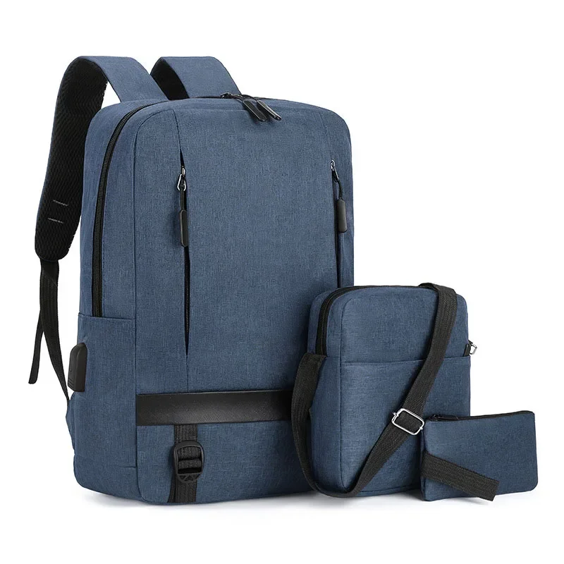 3pcs/set Men's Backpack Fashion Large Capacity Travel Hiking Bagpack Classic Male USB Charging Laptop Backpack Waterproof Bags