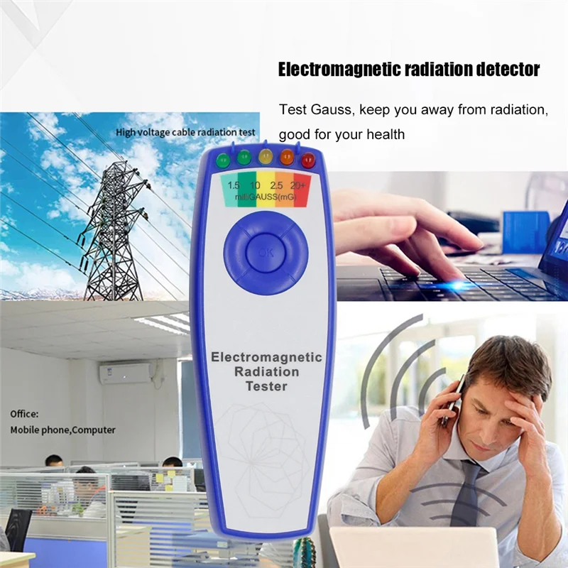 【BRILLIANT 】K2 Electromagnetic Field EMF Gauss Meter Hunting Detector Portable Magnetic Field Detector 5 LED Gauss Meter