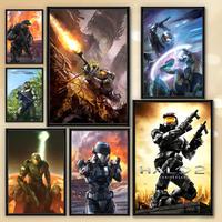 Poster Retro Waterproof Wall Art for Living Room Hallway Holiday Home Decoration Best Gift Classic Game H-Halo R-Reach