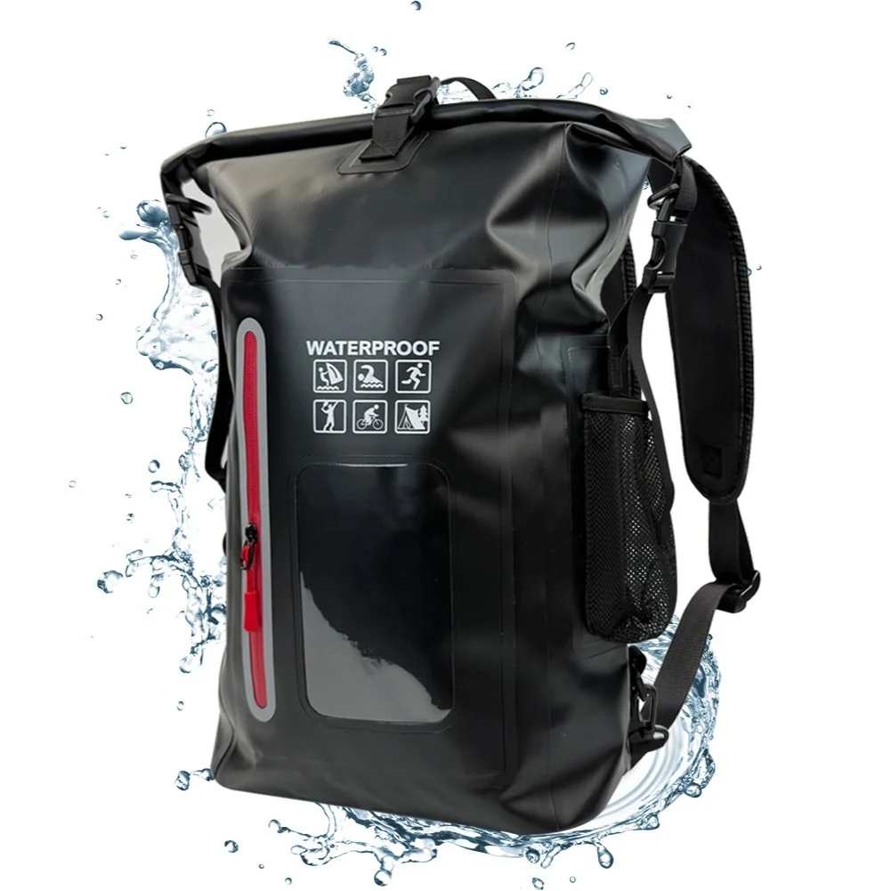 Waterproof 25L Backpack with Dedicated Dry Wet Compartments for Fishing Camping Swimming Hiking and All Weather Outdoor Use