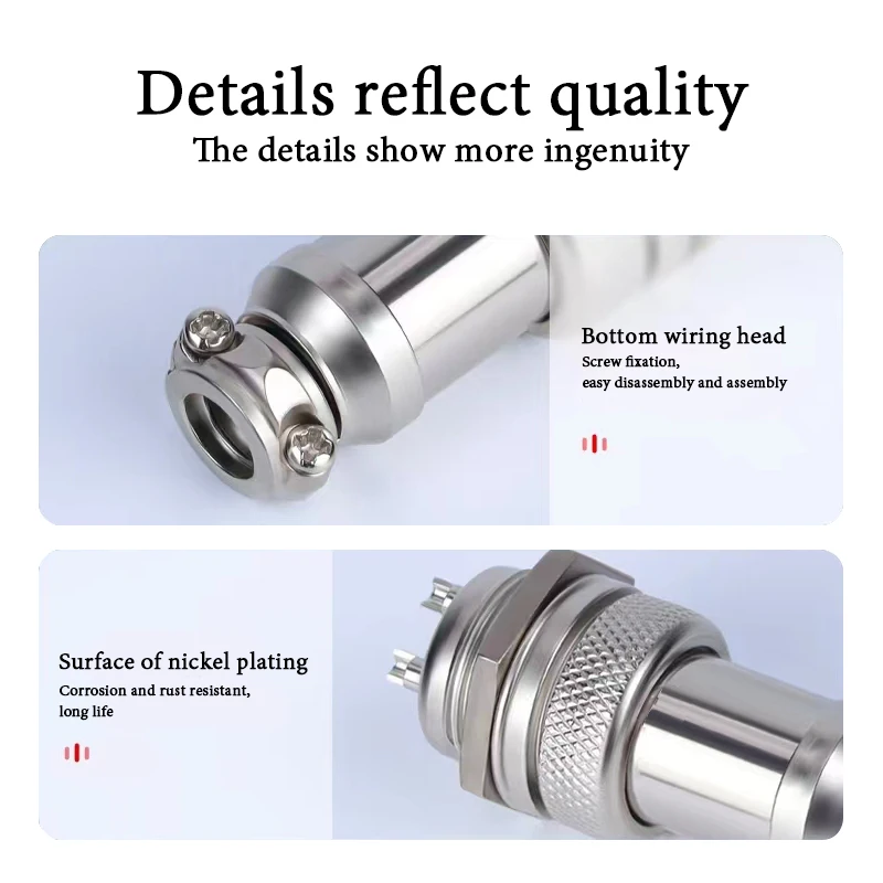 Connecteurs de fil circulaires étanches GX20 5A 125V, prise mâle femelle, goutte de nuit carrée pour 2, 3, 4, 5, 6, 7, 8, 910, 12, 14, 15 broches