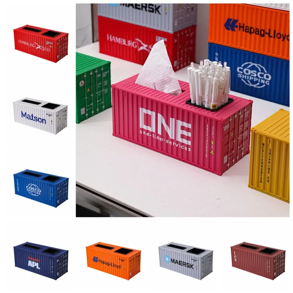 Ornaments 1:24 Shipping Container Creative Pen Holder Desktop Stationery Storage Box Business Card Organizer Decorative