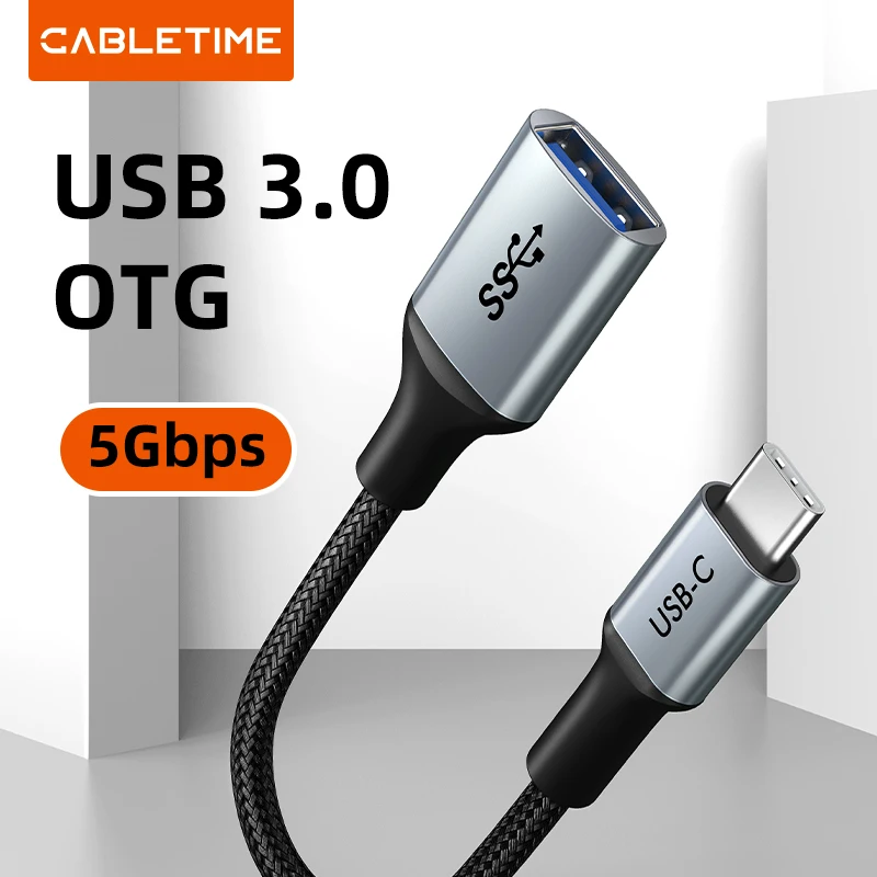 CABLETIME USB OTG نوع C كابل محول USB3.0 إلى Tipe C Otg أنثى مهائي كابلات 5Gbps لماك بوك برو الهاتف PC Xiaomi سامسونج