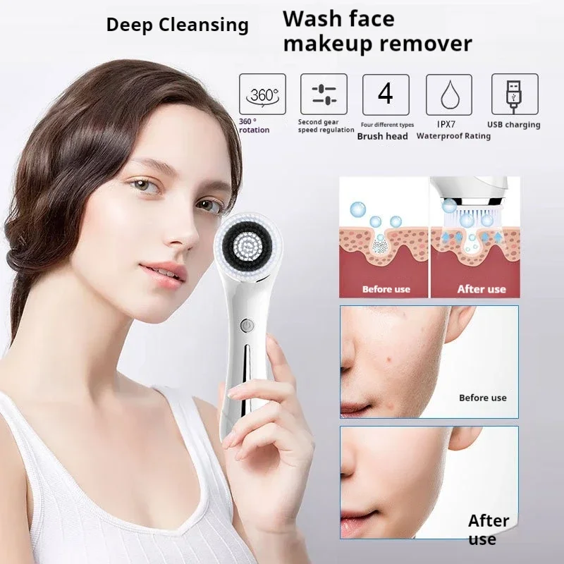 Elektryczny czyścik do skóry twarzy do użytku domowego, oczyszczacz porów do usuwania zaskórników i skórek, szczoteczka do mycia twarzy, EMS, gorący kompres, pielęgnacja skóry.