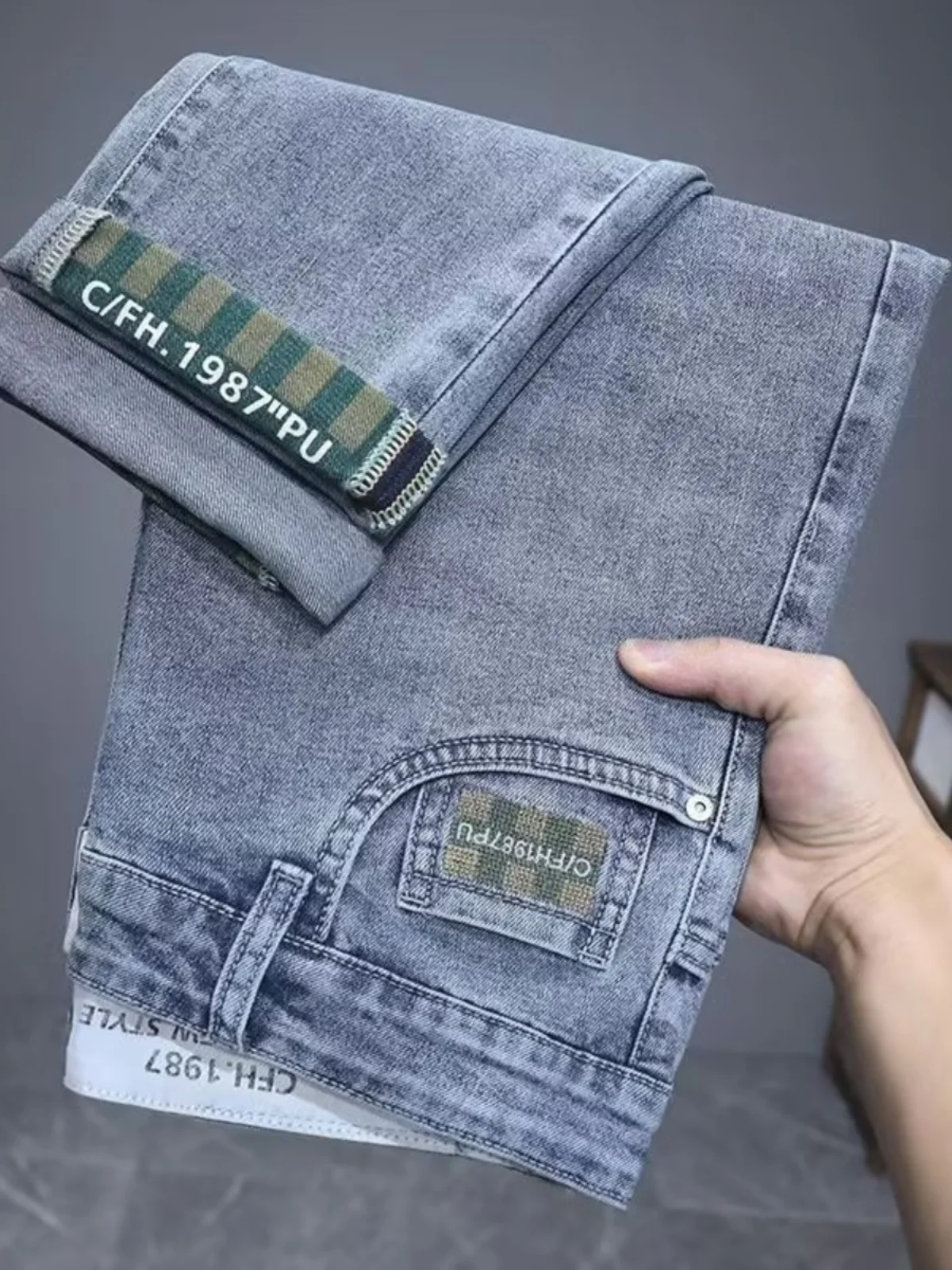 

Slim Fit Straight Leg Men's Jeans Casual Cotton Stretch Denim mid Waist Faionable Autumn Collection Versatile Elastic Long ...