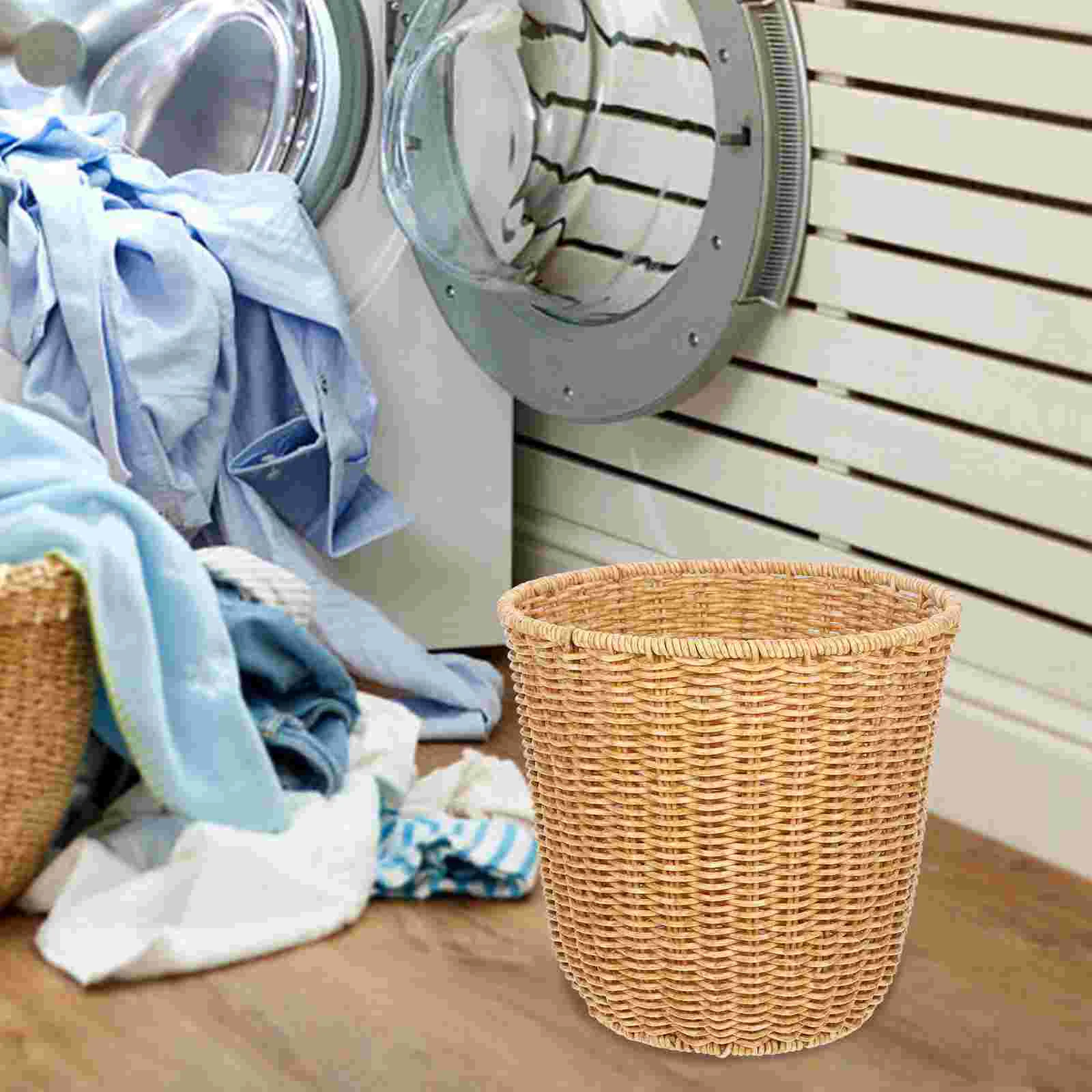 Woven Trash Can Storage Organizer Baskets Nordic Sundries Small for Bathroom Plastic Iron Multipurpose