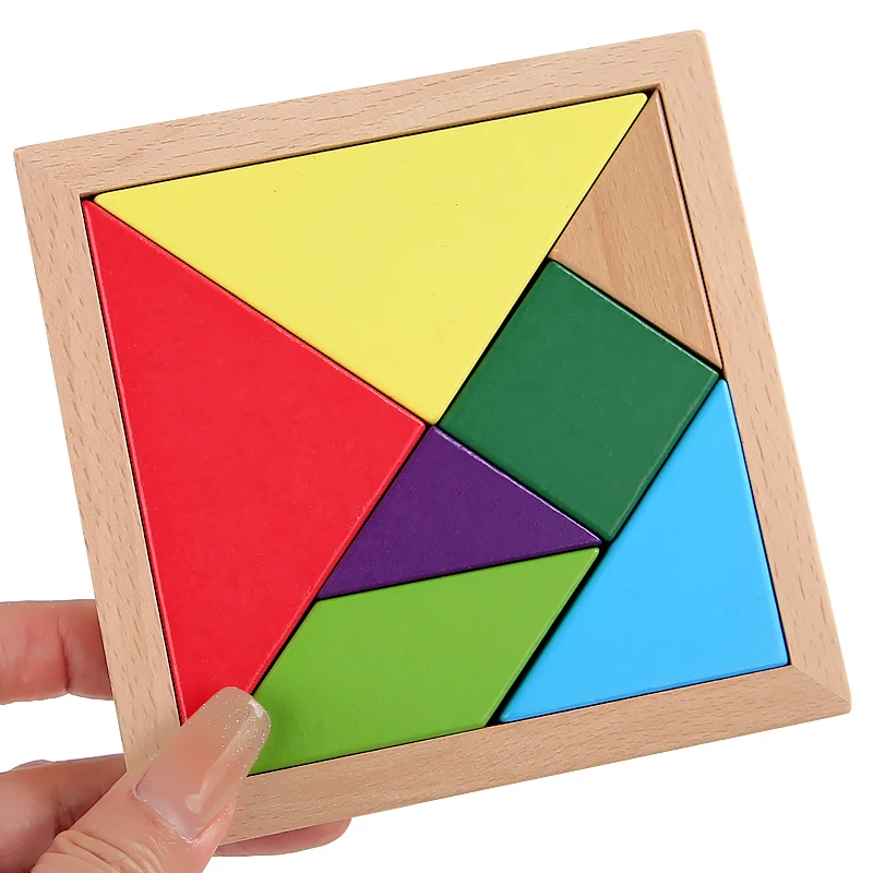 Wooden Tangram Jigsaw DIY Puzzle Kids Learning Educational Toys for Children Thinking Training Wood Toy Puzzles Montessori Games