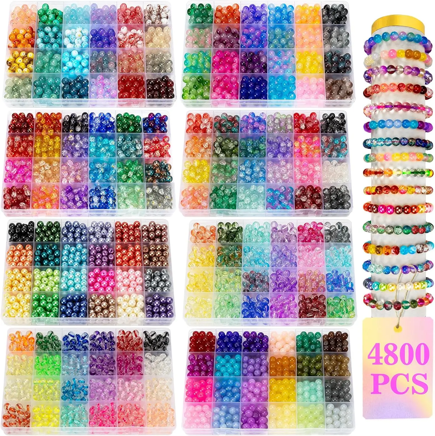 

Набор для изготовления браслетов из стеклянных бусин Dream Candy, 192 цвета, 4800 шт., 8 мм, 8 коробок, уникальные стили для творчества своими руками