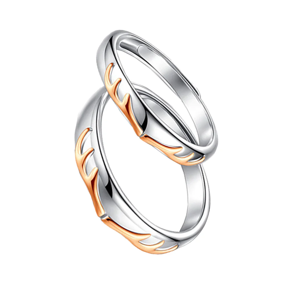 

2pcs Lovers Rings Creative Romantic Finger Ring Chic Couple Ring Unique Design Premium Material Engagement Anniversary Birthday