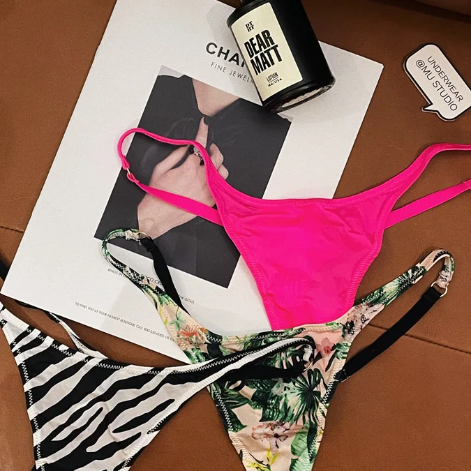Seksowne bikini bielizna damska jedwabne bezśladowe Fitness list Dot Zebra stringi wzór w paski moda sportowe stringi majtki bielizna