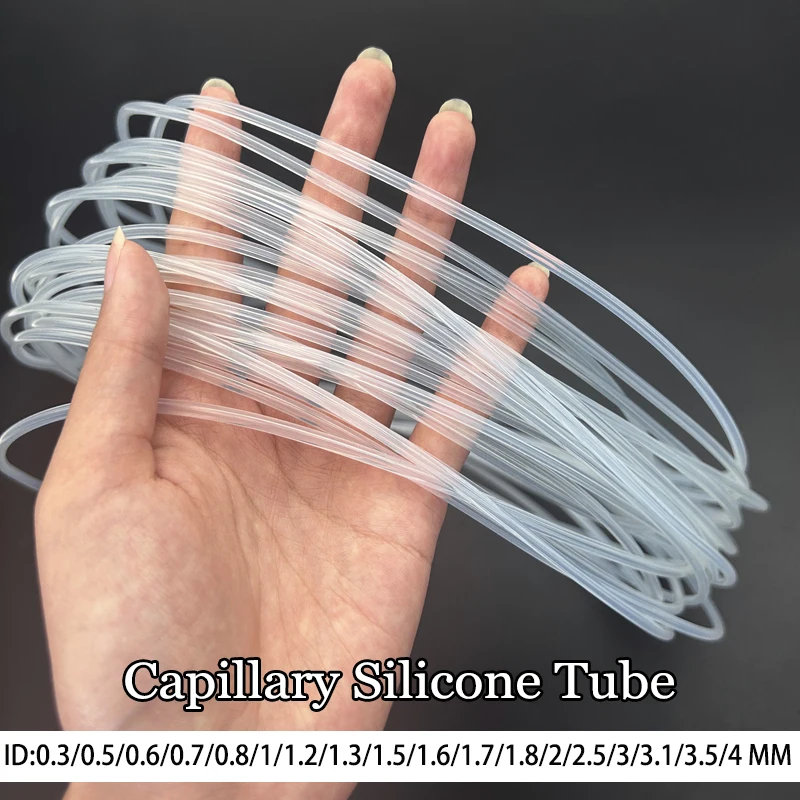 ID 0.3~4mm Premium Clear Capillary Silicone Tubing Heat Resistant 260°C Flexible Hose Liquids Transfer in Labs Aquariums & More