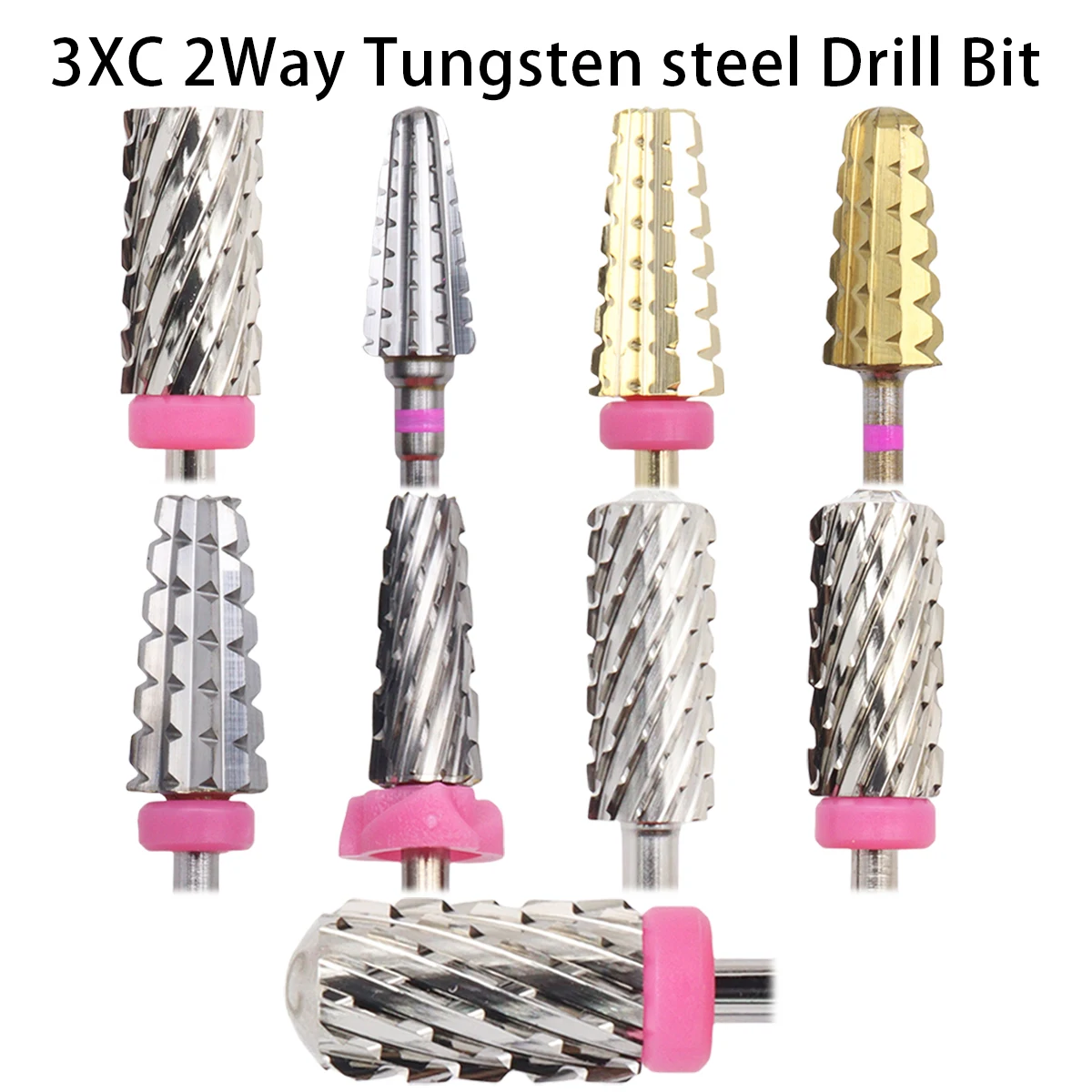 3XC 5 In 1 Left&Right Hand use Tungsten Carbide Nail Drill Bit Milling Cutter Eletric Manicure Machine Equipment Cuticle Clean