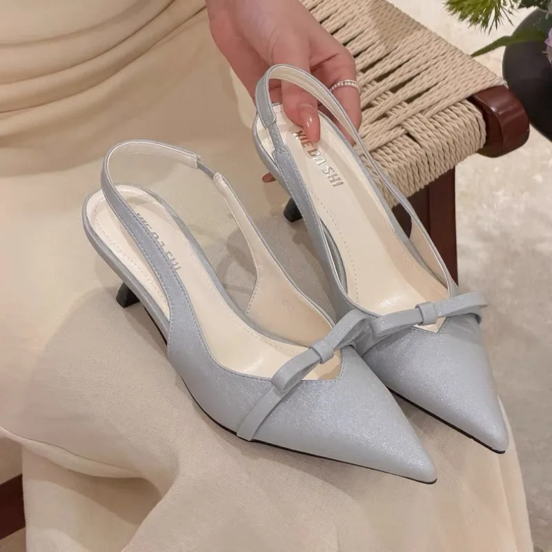 

Beautiful Bow Stiletto Sandals Women's Pointed Toe Shallow Mouth Strap Heels
