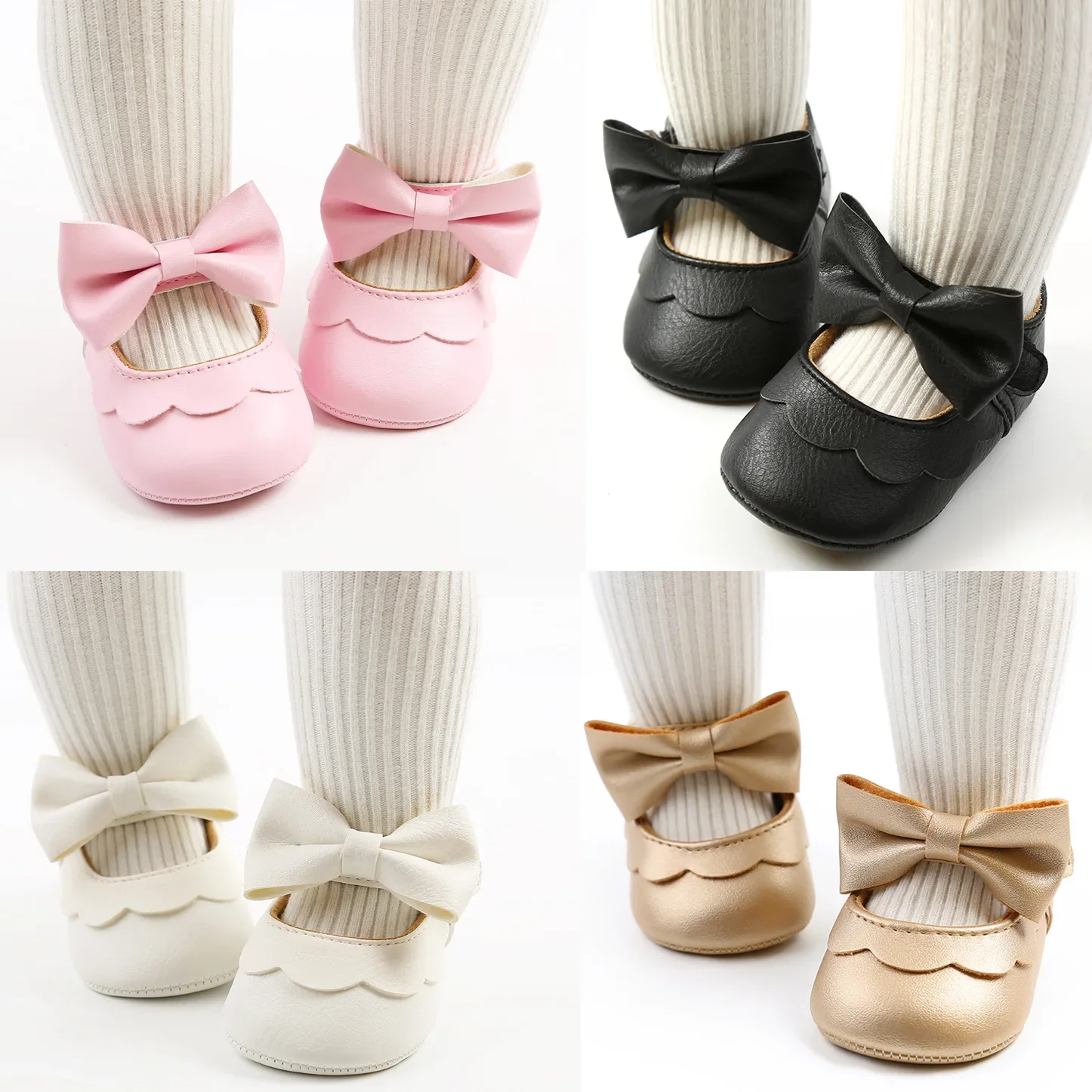 Summer Bowknot Soft Sole Shoes Sneakers Casual Toddler Shoes Princess Shoes Baby Girl Newbron Flat PU First Walker Mary Janes