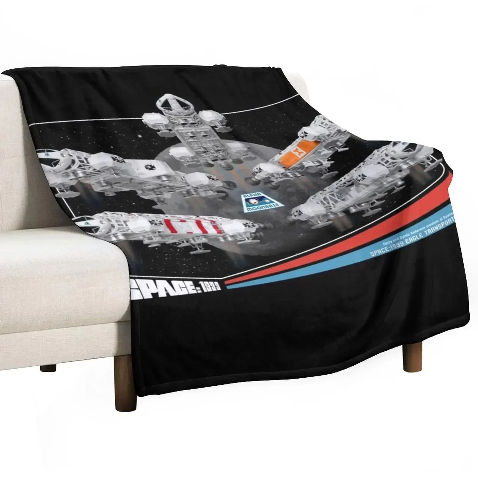 

Space 1999 Eagle Transporters - Retro Collector Card Style DARK Throw Blanket Multi Use Warm Blanket for Living Room Bedroom