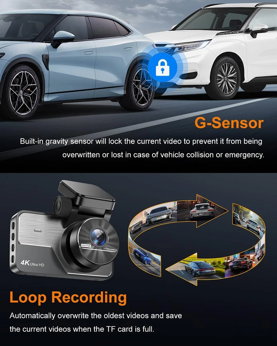 كاميرا داش FHD 4K+2K أمامية وخلفية: كاميرا داش مزدوجة للسيارات، واي فاي مدمج، كاميرا سيارة مع شاشة IPS مقاس 3 بوصات، UHD 2160P، تحكم في التطبيق #5