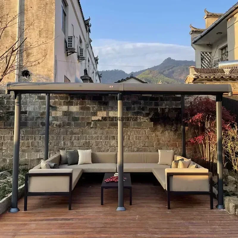 Custom gazebo outdoor courtyard villa aluminum alloy awning modern simple new Chinese style sun room garden open air