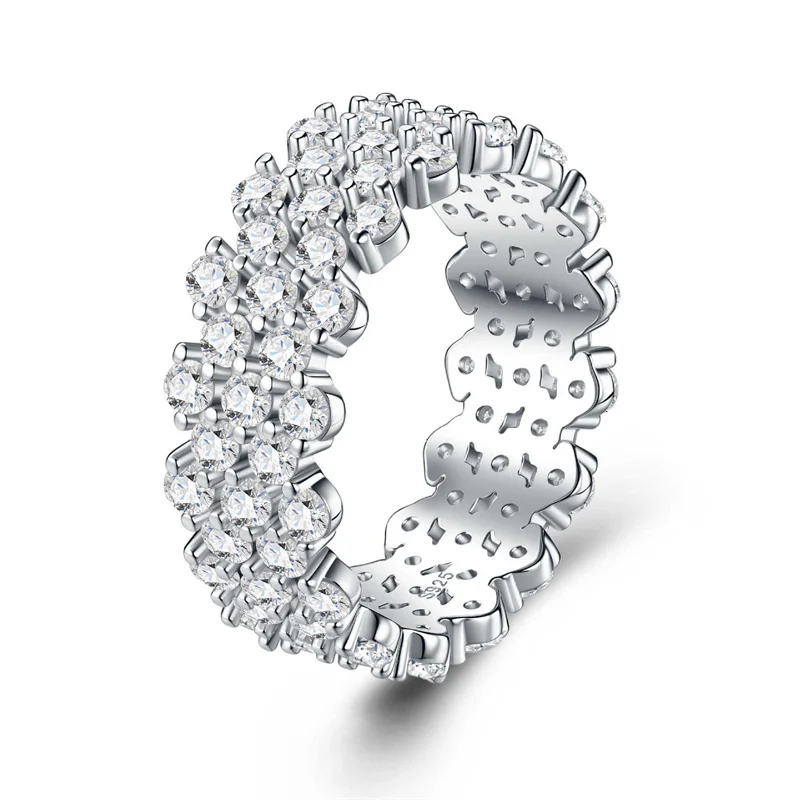 ZFSILVER Fashion Classic Trendy High Quality 925 Silver Moissanite Design Full Point Ring Charms Women Jewelry Party Gift R17301