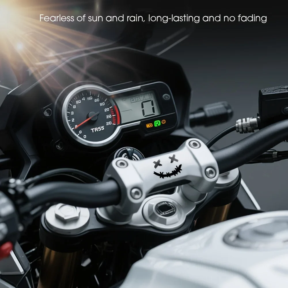 2PCS/SET  Reflective Smiley - Style Motorcycle Stickers, Safety - Oriented Decals for Night Visibility image 3
