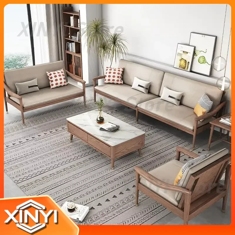 Nordic new Chinese-style solid wood sofa for modern simple living room small apartment ash wood sofa for princess furniture