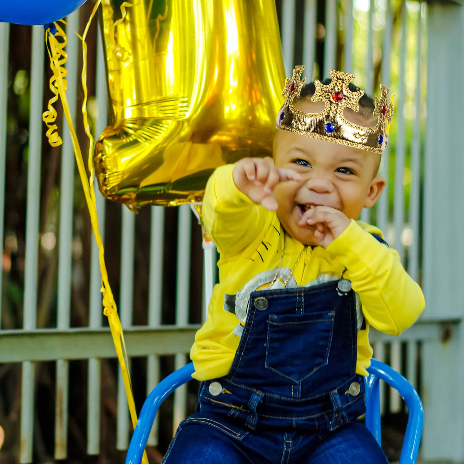 

Prince Crown Kids King Crown for Birthday Party Halloween Props with Plastic Gems Comfortable to Wear