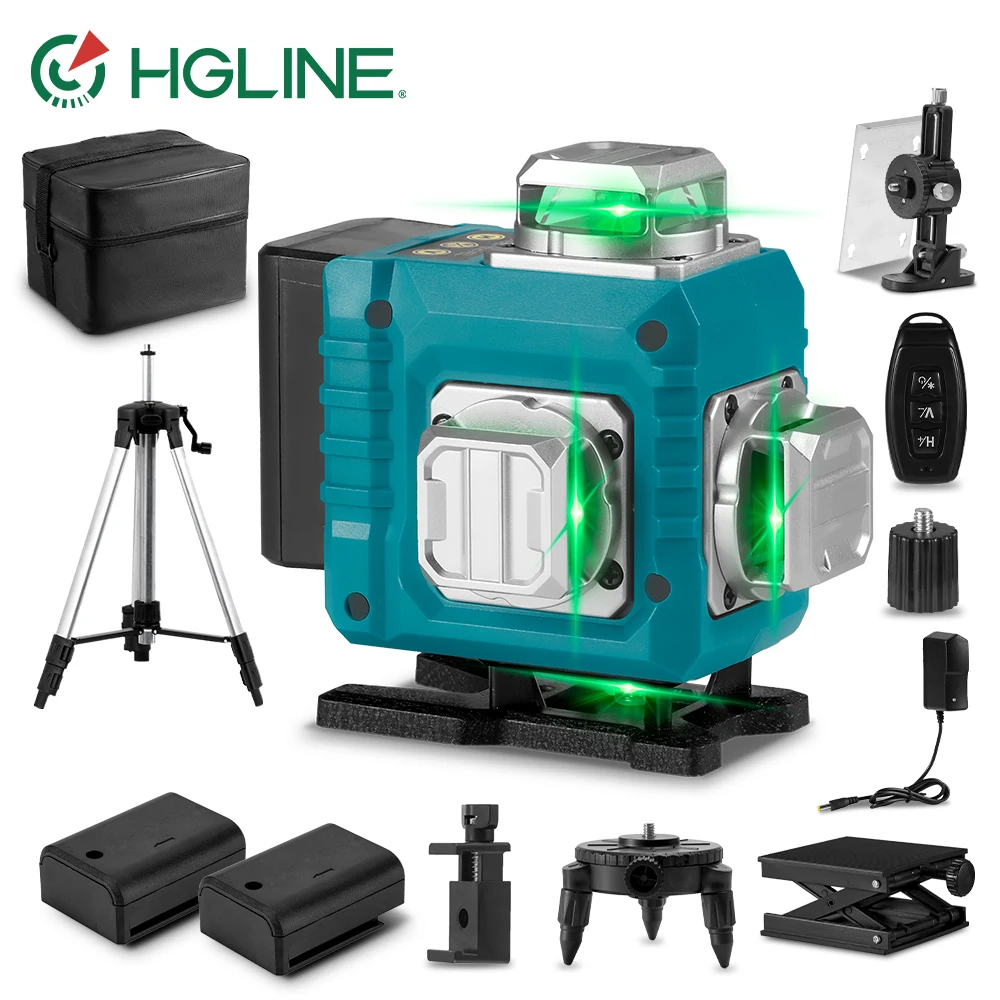 HGLINE 16 Lines 4D Laser Level APP Remote Control Self-Leveling 360° Horizontal Vertical Super Power Green Line Laser Level