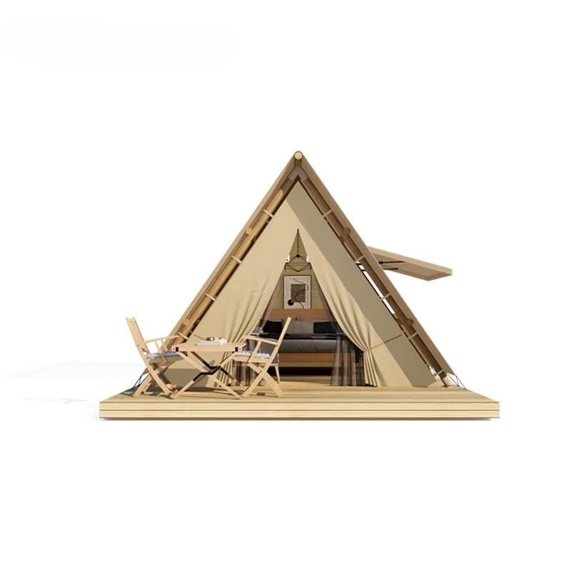 customize Glamping Prebuilt House Supplier Wooden Pole Resort Camp Tent Beach Tent Safari Tent