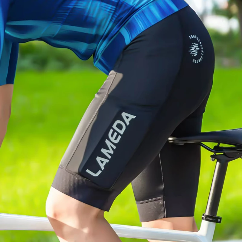 Lameda Summer Cycling Shorts For Men with Side Pockets Quick-drying Non-slip Five-point Backpacking Bike Pants with 4h Pant Pad
