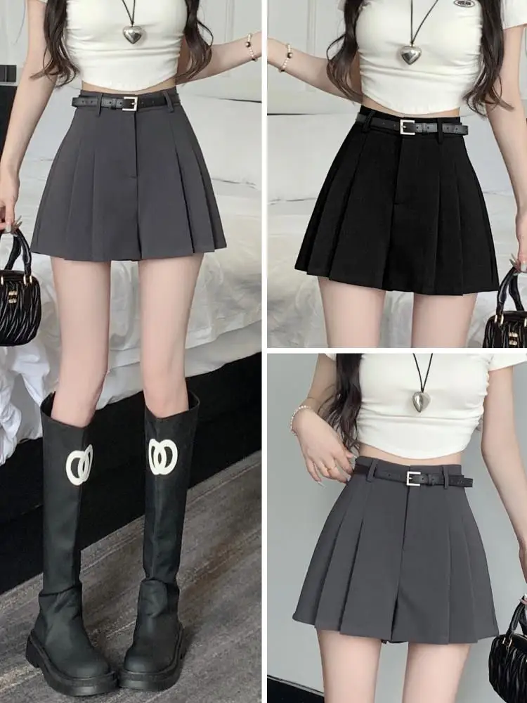 

Женские брюки с высокой талией, весна-лето 2026, новинка, черные, модные, утягивающие, А-силуэт, повседневные, широкие штанины